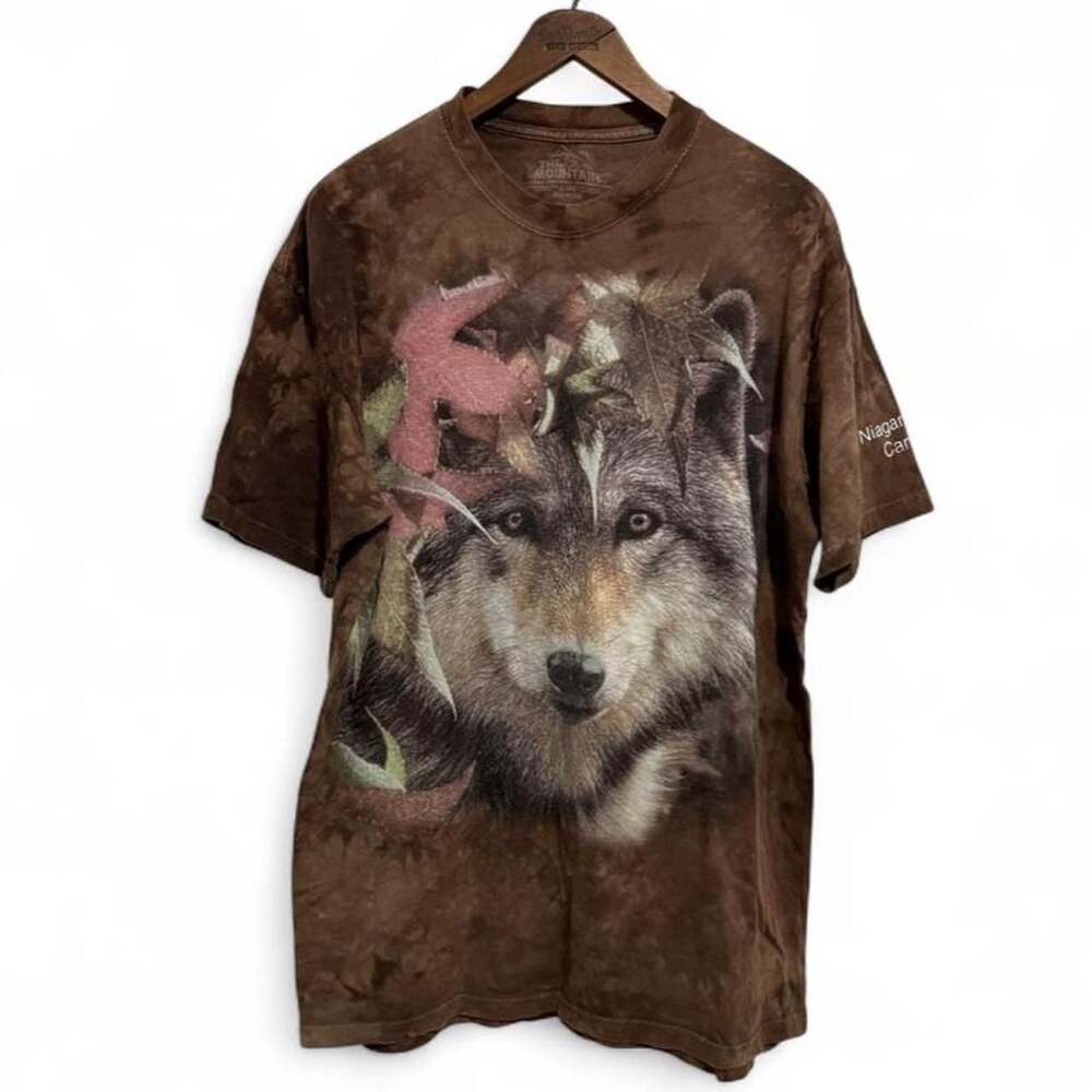 The Mountain Wolf Graphic Tie-Dye T-Shirt Large Brown